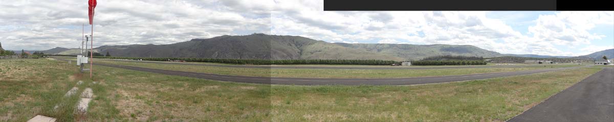 Lake Chelan airport taxi and runway panoramic Lake Chelan airport taxi and runway panoramic
